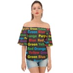 Red-yellow-blue-green-purple Off Shoulder Short Sleeve Top