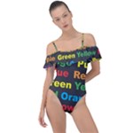 Red-yellow-blue-green-purple Frill Detail One Piece Swimsuit