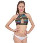 Red-yellow-blue-green-purple Cross Front Halter Bikini Top