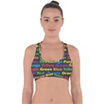 Red-yellow-blue-green-purple Cross Back Hipster Bikini Top 