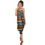 Red-yellow-blue-green-purple Waist Tie Cover Up Chiffon Dress