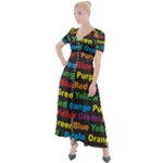 Red-yellow-blue-green-purple Button Up Short Sleeve Maxi Dress