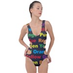 Red-yellow-blue-green-purple Side Cut Out Swimsuit