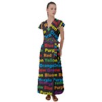 Red-yellow-blue-green-purple Flutter Sleeve Maxi Dress