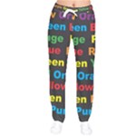 Red-yellow-blue-green-purple Women Velvet Drawstring Pants