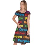 Red-yellow-blue-green-purple Classic Short Sleeve Dress