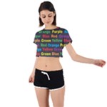 Red-yellow-blue-green-purple Tie Back Short Sleeve Crop Tee