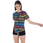 Red-yellow-blue-green-purple Asymmetrical Short Sleeve Sports Tee