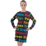 Red-yellow-blue-green-purple Long Sleeve Hoodie Dress