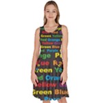 Red-yellow-blue-green-purple Knee Length Skater Dress With Pockets