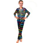 Red-yellow-blue-green-purple Kids  Satin Long Sleeve Pajamas Set