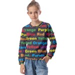 Red-yellow-blue-green-purple Kids  Long Sleeve Tee with Frill 