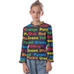 Red-yellow-blue-green-purple Kids  Frill Detail Tee