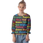 Red-yellow-blue-green-purple Kids  Cuff Sleeve Top