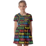 Red-yellow-blue-green-purple Kids  Short Sleeve Pinafore Style Dress