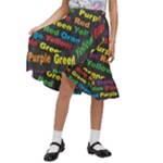 Red-yellow-blue-green-purple Kids  Ruffle Flared Wrap Midi Skirt