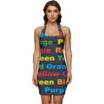 Red-yellow-blue-green-purple Sleeveless Wide Square Neckline Ruched Bodycon Dress