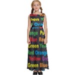 Red-yellow-blue-green-purple Kids  Satin Sleeveless Maxi Dress