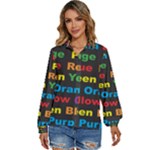 Red-yellow-blue-green-purple Women s Long Sleeve Button Up Shirt