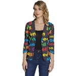 Red-yellow-blue-green-purple Women s One-Button 3/4 Sleeve Short Jacket