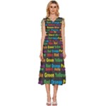 Red-yellow-blue-green-purple V-Neck Drawstring Shoulder Sleeveless Maxi Dress