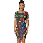 Red-yellow-blue-green-purple Fitted Knot Split End Bodycon Dress