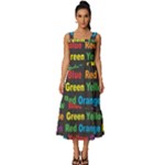 Red-yellow-blue-green-purple Square Neckline Tiered Midi Dress