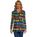 Red-yellow-blue-green-purple Long Sleeve Drawstring Hooded Top