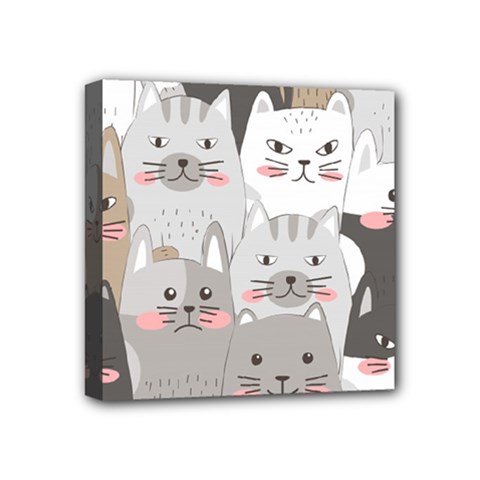 Cute Cats Seamless Pattern Mini Canvas 4  x 4  (Stretched) from ArtsNow.com