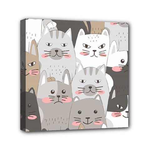 Cute Cats Seamless Pattern Mini Canvas 6  x 6  (Stretched) from ArtsNow.com