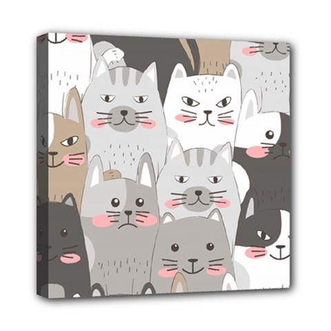 Cute Cats Seamless Pattern Mini Canvas 8  x 8  (Stretched) from ArtsNow.com