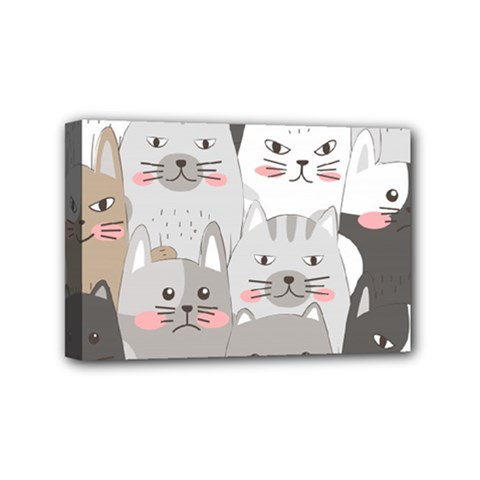 Cute Cats Seamless Pattern Mini Canvas 6  x 4  (Stretched) from ArtsNow.com