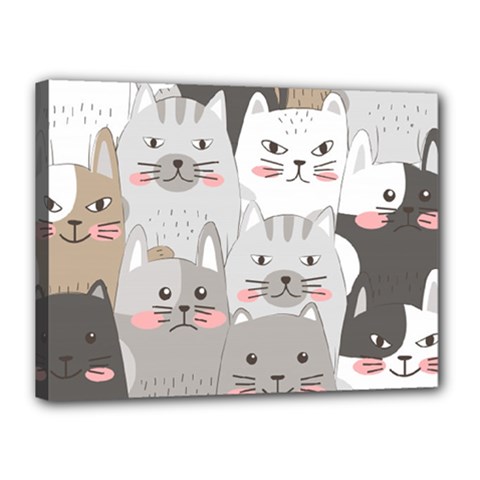 Cute Cats Seamless Pattern Canvas 16  x 12  (Stretched) from ArtsNow.com