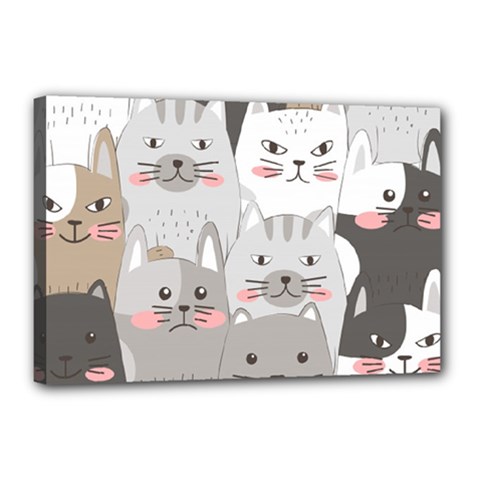 Cute Cats Seamless Pattern Canvas 18  x 12  (Stretched) from ArtsNow.com