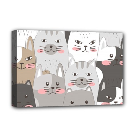 Cute Cats Seamless Pattern Deluxe Canvas 18  x 12  (Stretched) from ArtsNow.com