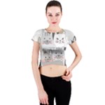 Cute Cats Seamless Pattern Crew Neck Crop Top