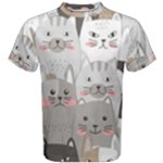 Cute Cats Seamless Pattern Men s Cotton Tee