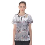 Cute Cats Seamless Pattern Women s Sport Mesh Tee