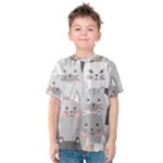 Cute Cats Seamless Pattern Kids  Cotton Tee