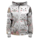 Cute Cats Seamless Pattern Women s Pullover Hoodie