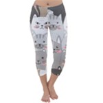 Cute Cats Seamless Pattern Capri Winter Leggings 