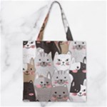 Cute Cats Seamless Pattern Zipper Grocery Tote Bag