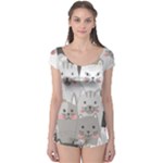 Cute Cats Seamless Pattern Boyleg Leotard 