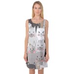 Cute Cats Seamless Pattern Sleeveless Satin Nightdress