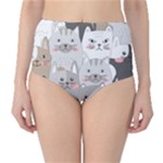 Cute Cats Seamless Pattern Classic High-Waist Bikini Bottoms