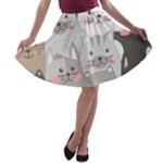 Cute Cats Seamless Pattern A-line Skater Skirt