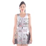 Cute Cats Seamless Pattern Scoop Neck Skater Dress