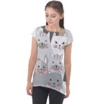 Cute Cats Seamless Pattern Cap Sleeve High Low Top