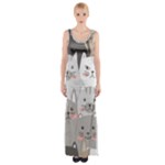 Cute Cats Seamless Pattern Thigh Split Maxi Dress