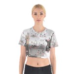 Cute Cats Seamless Pattern Cotton Crop Top